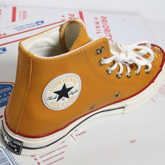 Converse Chuck 70 Olive Leather All Star High Tops - Picture 7 of 8